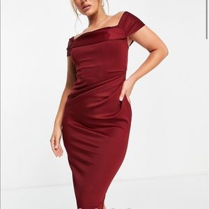 ASOS drape bordet corset pencil midi dress